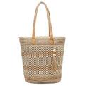Aphoraeny Straw Beach Bag Buckets Totes Handbag Shoulder Tote Bag Straw Purse Summer Purse Women Summer Handbag - color: B-brown Stripes