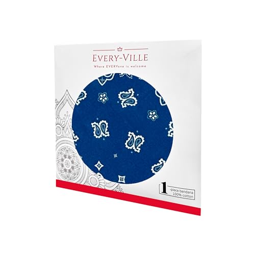 Gift Packaging Bandana for Men Women - 100% Cotton, Paisley, 22x22 In, 1 Pack - Large Bandanna Handkerchief Cowboy Hanky - color: Navy Blue