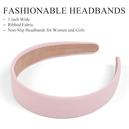 Huachi Headbands for Women Non Slip 1 inch Wide Cute Headbands for Girls, Trendy Head Bands Elastic Hair Bands Fashion Hair Accessories for Women 4PCS - color: Cute Color Set