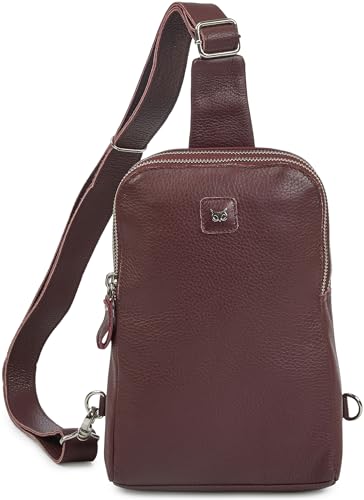 Leather Sling Bag for Women Genuine Crossbody Purse Small Trendy Cross Over Chest with Phone and Credit Card Slots (Burgundy Nappa) - color: Burgundy Nappa