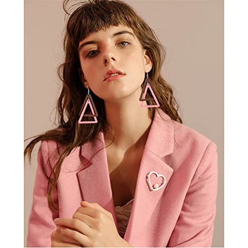 ANXIN Boho Personality Retro Tassel Rectangular Wooden Contrasting colors Earrings Chic Green Temperament Geometric Earrings Jewelry Gifts For Women - color: Brown Pink Wooden Earrings