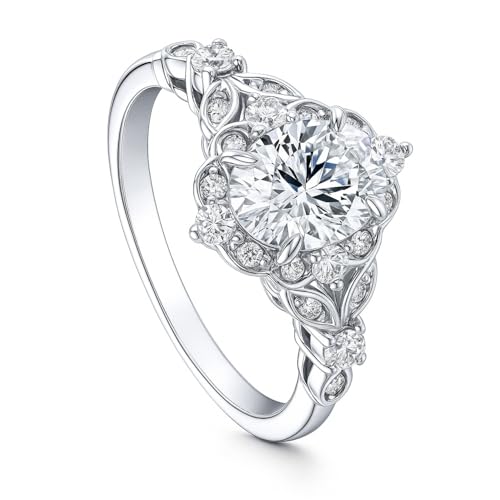 BERRICLE Sterling Silver CZ Halo Wedding Engagement Rings for Women, Oval Cut Cubic Zirconia, 1-3 Piece Sets, Pink/Blue/Clear - style: Halo, Clear