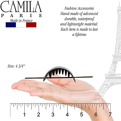 Camila Paris CP3242 French Hair Bun Holder Cover Cap Hair Updo, Brown, Hair Pin Thru, Strong Hold Grip Hair Clips for Women, No Slip and Durable Styling Girls Hair Accessories, Made in France - color: Brown