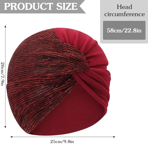 XYIYI Chemo Headwear Turban for Women, Cancer Patients Head Wrap Cover Hat for Hair Loss - color: Wine Red