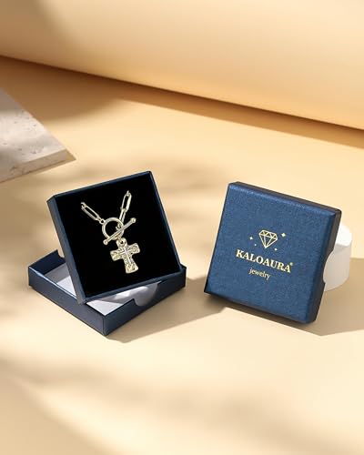Chunky Cross Necklace for Women, 14K Gold/Silver Plated Statement Paperclip Chain Double Cross Pendant Necklaces Non Tarnish for Faith Religious Christian Jewelry Gifts - color: Gold2