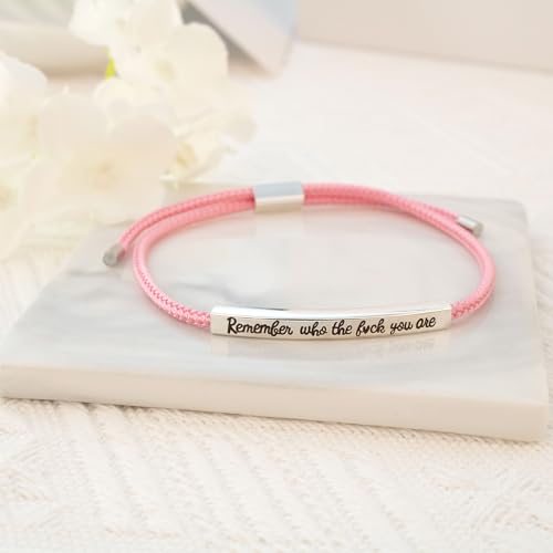 LINY Inspirational Gifts for Women Men, Dont Let The Hard Days Win Gifts, Motivational Inspirational Tube Bracelets Friendship Birthday Meaningful Gift for Friends Female - color: Remember Who-Tube Pink+Silver