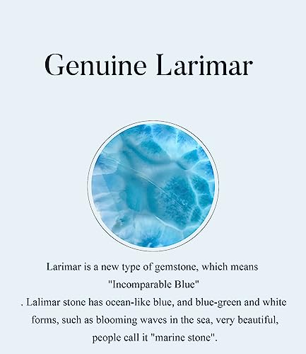 Genuine Turquoise Ring for Women Western Oval Gemstone Jewelry 925 Sterling Silver Leaf Bohemian Boho for Her Wife Mom - color: Larimar