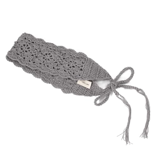 ZLYC Women Floral Headband Handmade Crochet Knit Vintage Hair Bands (Plain Gray) - color: Plain Gray
