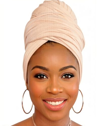 Head Wraps for Black Women, Breathable Headwrap Soft Long Hair Wraps Wide Headscarves for Locs Braids - color: Cream