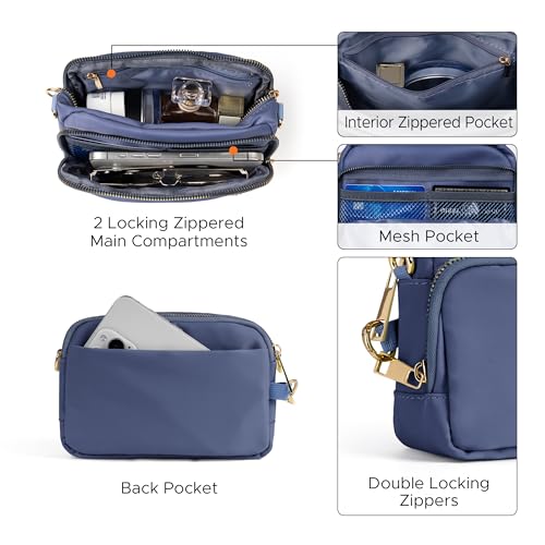 Joryin Anti Theft Crossbody Bag for Women, Slash-resistant RFID Blocking Travel Purses, Small Shoulder Bag Handbag, Nylon - color: Smoky Blue