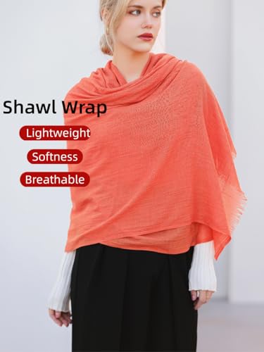 Harewom Lightweight Gauze Linen Feeling Shawl Wraps for Women Beach Summer Scarf for Evening Wedding Dresses - color: Shawl Wraps - Orange
