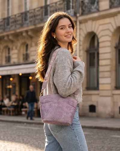 Crossbody Bags For Women, Vegan Leather Crossbody Purses with Boho Strap, Daily Travel Shoulder Handbag - color: Purple