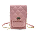 Phone Crossbody Bags for Women Small Vegan Leather Mini Shoulder Wallet Card Quilted Purse - color: D - Pink
