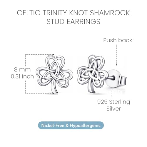 LeCalla 925 Sterling Silver Knot Stud Earrings Jewelry | Italian Design Love Knot Stud Earring | Celtic Knot Stud Earrings for Women - color: Shamrock Earrings Love_Knot