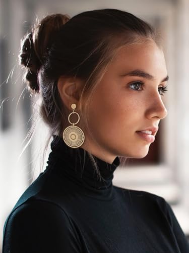 Boho Earrings for Women Trendy Gold Dangle Earrings Vintage Bohemian Indian Country Jewelry Gifts Boho Dress Chic Clothing - color: A1:gold boho earrings
