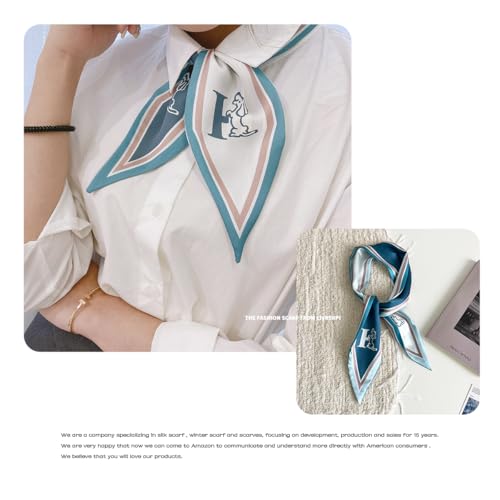 Hair Head Neck Bag Long Scarf Versatile Wrap for Women Soft & Lightweight for Everyday Chic - color: 15 Lake Blue 3.7 X 34 Inch