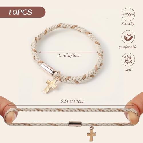 10 PCS Boho Hair Ties Bracelet for Women - 5 Styles Soft Braided Nylon Elastic Hair Bands No Damage Ponytail Holders - Cute Hair Accessories for Thick Thin Curly Hair with Gift Box - color: Brown