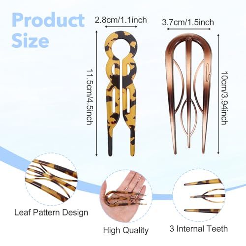 6Pcs Hair Pin for Women, Prestige French HairPin, Strong Durable Flat HairClips for All Hairs, Cute Hair Fork Hairs Styling Accessories for Party Valentine's Day(2 Styles)