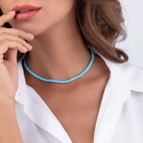 Boho Beaded Choker Necklace Colorful Short Necklaces Summer Beach Necklaces Jewelry for Women - color: Blue