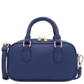 FashionPuzzle Mini PU Leather Satchel Purse Top Handle Crossbody Bag - color: Navy