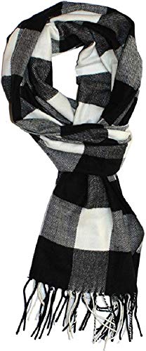 VERONZ Super Soft Classic Cashmere Feel Winter Scarf - color: Black White Buffalo Check