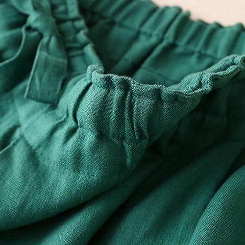 JiXiang Women's Palazzo Pants Wide Leg Boho High Waisted Side Drawstring Lounge Trousers Flowy Casual Loose Lightweight Pants - color: 1-green, size: 3X-Large