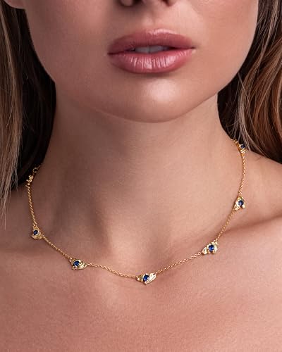 SNGIA Gold Plated Colorful Charm Necklace for Women Adjustable Shell Pearl Crystal Beaded Gemstone Dainty Layering Statement Necklace Gift