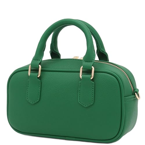 FashionPuzzle Mini PU Leather Satchel Purse Top Handle Crossbody Bag - color: Kelly Green