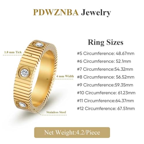 PDWZNBA Mothers Day Gifts for Mom Linear Stripe Textured Ring | 14K Gold-Plated Stainless Steel Promise & Friendship Ring, Wedding Band, Birthday Gifts for Women - color: CSilver, size: 11