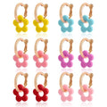 LETFLY 3/5/6 Pairs Flower & Heart Drop Dangle Earrings for Women, Colorful Hypoallergenic Hoop Earrings Set, Summer Boho Statement Fashion Jewelry Gifts - style: Style A