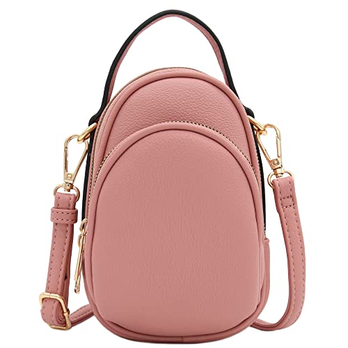 FashionPuzzle Two Compartment Mini Crossbody Bag | Two Compartment - color: Dusty Pink