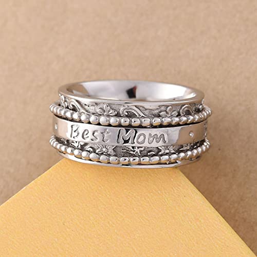 Shop LC 925 Sterling Silver Fidget Spinner Ring for Women - color: Best Mom