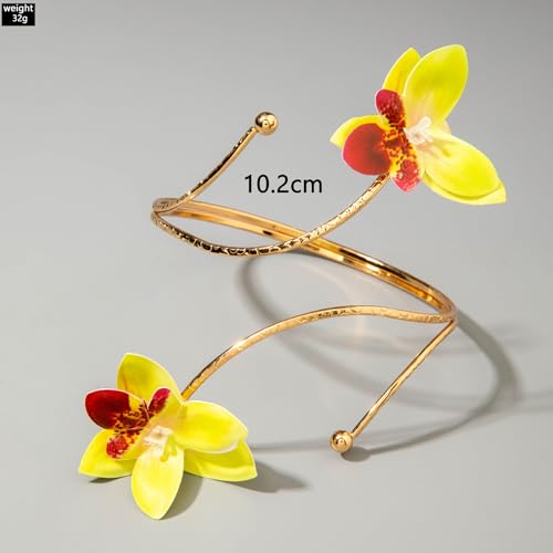 Golden Metal Starfish Seashell Upper Arm Bracelet Flower Charm Bohemia Bracelets for Women Beach Wedding Adjustable Open Cuff Bangle Coil Swirl Armband Party Jewelry - color: Style 05