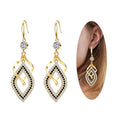 Dangle Earrings for Women, 925 Sterling Silver Handmade Linear Swirl Wire Bohemian Boho 14K Gold Diamonds Earrings Hypoallergenic Fashion Jewelry Gifts for women - color: Gold
