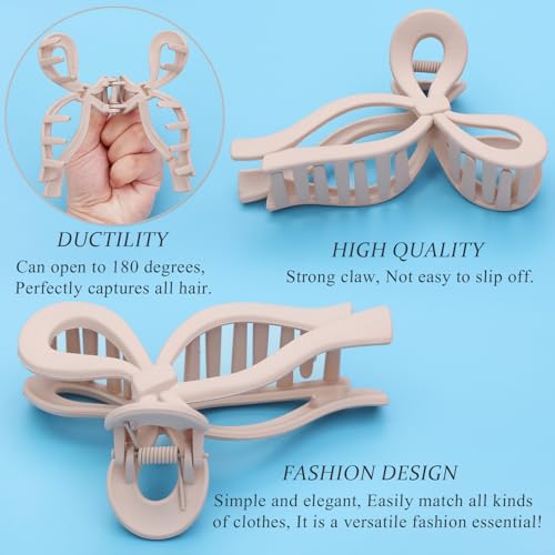4 Pcs Bow Hair Clips Elegant Hair Claw Butterfly Hair Accessories for Girls Nonslip Butterfly Clips Hair Styling Accessories for Women - color: 4 Pcs-Matte Style(Black,Brown,Beige,Cream)