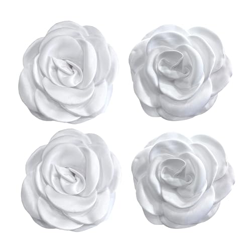 Sanrich Women's Brooches 4pcs Rose Flower Hair Clip Mexican Hair Flowers Clips Hairpin Brooch Tea Party Hats Headpieces (white) - color: white