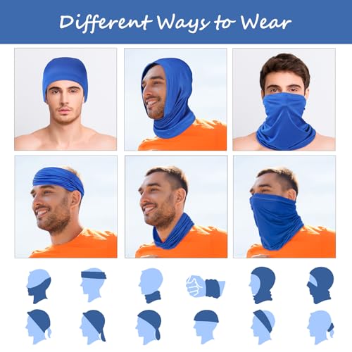 Geyoga 6 Pieces Summer UV Protection Cooling Neck Gaiter Face Clothing Neck Gaiter Mask Scarf Sunscreen Breathable Bandana - color: Blue