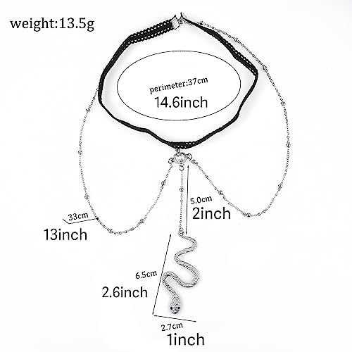 Snake Leg Chain for Women, Sexy Serpent Charm Thigh Garter, Summer Bikini Skirt Beach Party - style: B lace silver