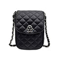 Phone Crossbody Bags for Women Small Vegan Leather Mini Shoulder Wallet Card Quilted Purse - color: C - Black & Silver