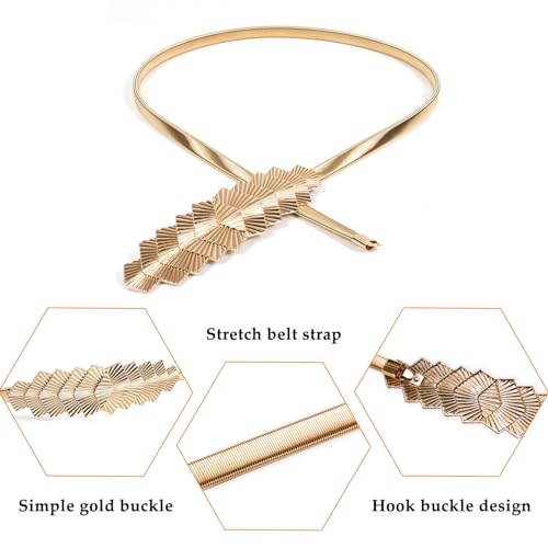 E-Clover Womens Fashion Metal Stretch Waist Skinny Belt Waistband - color: Style-018