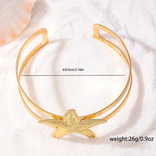 Frodete Arm Cuff Bracelet for Women Gold Upper Arm Jewelry Bangle Cuff Bracelets Starfish Shell Beach Jewelry Trendy Stuff Gifts - color: A2:arm cuff