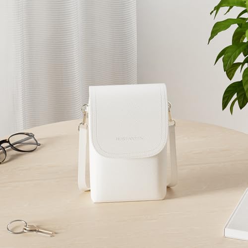 BOSTANTEN Vegan Leather Crossbody Bags for Women Designer Cell Phone Bag Wallet Purses Adjustable Strap - color: B-01-pebble Beige-white