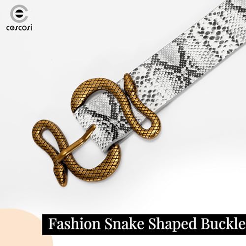 Women Leather Belt with Snake Buckle Fashion Women Belt for Jeans Pants Dresses - color: E-grey, size: Fit Size 31"-35"