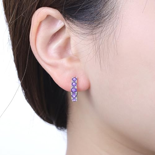Earrings for Women 925 Sterling Silver Hoop Earring Colorful Cute Fashion Hoop Earrings Graduation Birthday Jewelry Gifts for Women - color: Rhinestone Earrings - Light Purple
