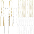 Lawie 40 Pack 3 Inch Gold Silver Metal U Shaped Hair Pins Alloy Iron Wire Hair Fork Long Chopsticks Hairpins Picks Hair Sticks Shawl Pin Hairclips Simple Fast Bun Holder Crafting DIY Accessory Bulk