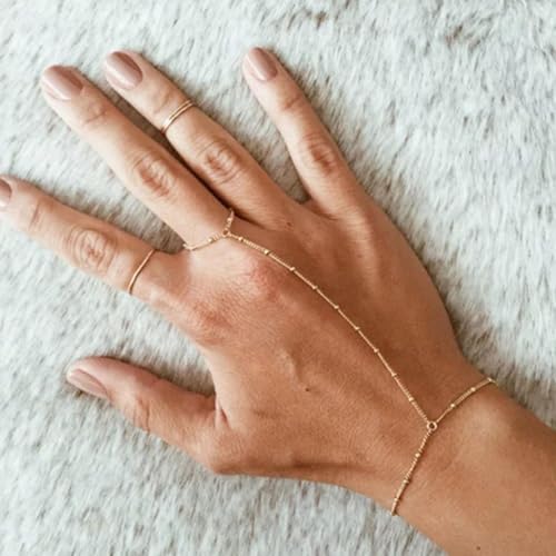 choice of all Hand Chain Bracelet Gold Finger Ring Bracelet Hand Chain for Women Trendy Birthday Jewelry Gifts - color: A4:Hand Chain Bracelet-gold