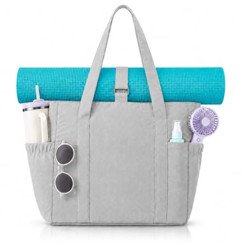 Tote Bag for Women, 26L Capacity Travel Purses Work Bag, Small Zipper Tote Bag for Travel Nurse Gym Teacher - color: Grey