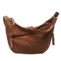 Women's Crescent Crossbody Bag – Large Capacity Suede Sling Bag, Travel Shoulder Bag for Women, Tote Purse - color: Brown