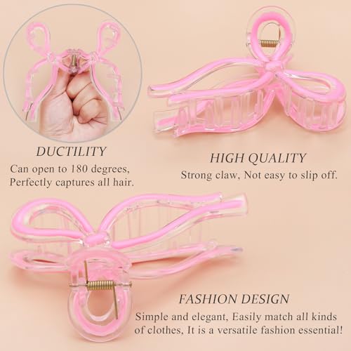 4 Pcs Bow Hair Clips Elegant Hair Claw Butterfly Hair Accessories for Girls Nonslip Butterfly Clips Hair Styling Accessories for Women - color: 4 Pcs-Colorful Style(Black,Pink,Light Pink,White)