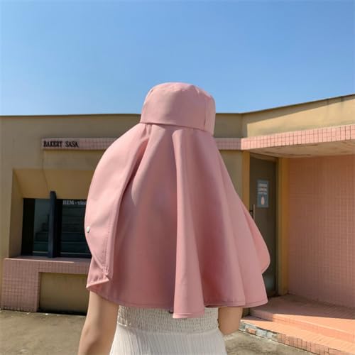 Sun Hats for Women Sun Protection Wide Brim Shawl with Neck Flap Hiking Visor Hat Outdoor Summer Beach - color: Black